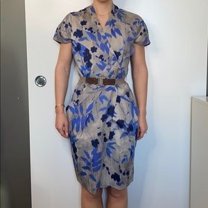 Boss Hugo Boss belted wrap dress blue/grey Sz 0